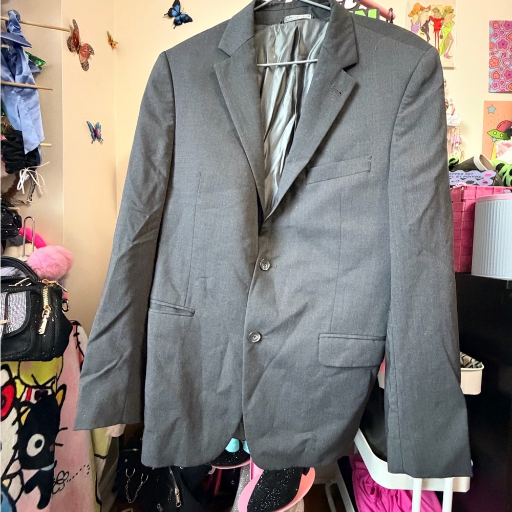 Sophisticated Charcoal Men's Blazer 100% Wool